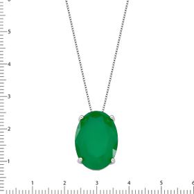 Imagem do produto Colar malha veneziana fina com pingente 4 garras e cristal Verde Esmeralda em prata 925