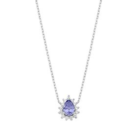 Imagem do produto Colar malha groumet Com pingente cristal Roxo tanzanita cravejado de zircônias em prata 925