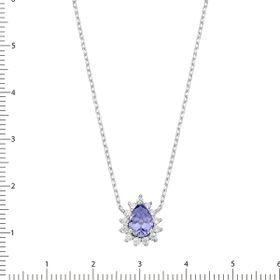 Imagem do produto Colar malha groumet Com pingente cristal Roxo tanzanita cravejado de zircônias em prata 925