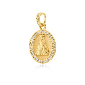 Imagem do produto Pingente nossa senhora aparecida com cravação de zircônias folheado a ouro 18K