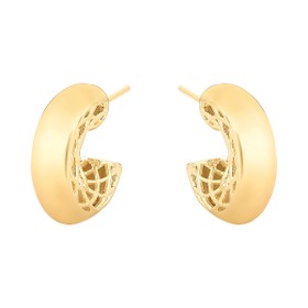 Imagem do produto Brinco Meia argola lisa com forro interno folheado a Ouro 18K