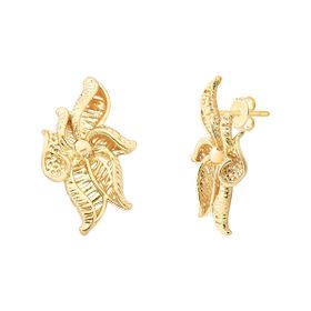 Imagem do produto Brinco flor ondulada vazada folheada a ouro 18K
