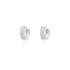 Imagem do produto Brinco grande argola de click com meia cravação de moissanite 1.3 em prata 925