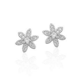 Imagem do produto Brinco flor de zircônias em prata 925