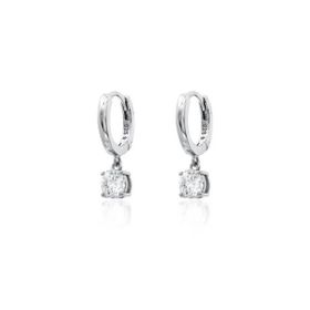 Imagem do produto Brinco argola de click com ponto de luz 4 garras moissanite 5mm em prata 925