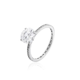 Imagem do produto Anel solitário com moissanite 8mm cravejado no aro e interior trabalhado em prata 925