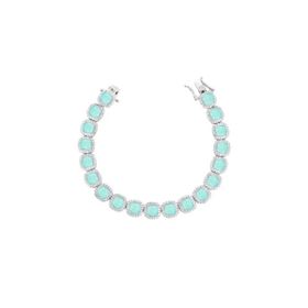 Imagem do produto Pulseira 17cm Ocean riviera de cristais 5mm quadrados verde Paraíba cravejado de zircônias em prata 925