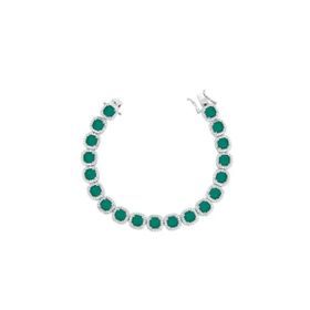 Imagem do produto Pulseira riviera de cristais 5mm quadrados verde esmeralda cravejado de zircônias em prata 925