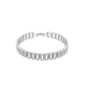 Imagem do produto Pulseira 17cm com elos quadrados cravejados de zircônia em prata 925