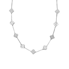 Imagem do produto Colar com cleef cravejados e trevos madrepérola intercalados em prata 925