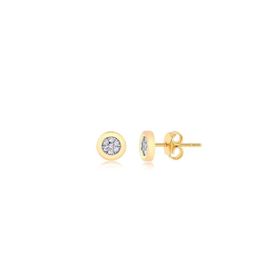 Imagem do produto Brinco stelle Redondo pavê de zircônia com borda lisa folheado a ouro 18K