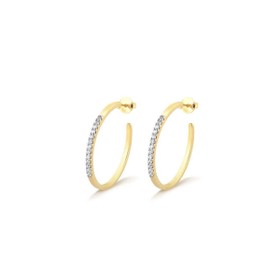 Imagem do produto Brinco stelle meia argola 3cm cravejada de zircônias folheado a ouro 18K