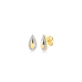 Imagem do produto Brinco stelle gotas sobrepostas cravejada de zircônia e lisa folheado a ouro 18K