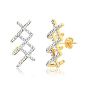 Imagem do produto Brinco stelle earcuff entrelaçado em X cravejado de zircônias folheado a ouro 18K