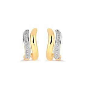 Imagem do produto Brinco stelle duplo cravejado de zircônia e liso folheado a ouro 18K
