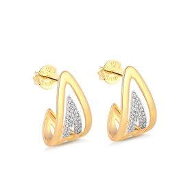 Imagem do produto Brinco stelle dois triangulos sobrepostos cravejado de zircônias e liso folheado a ouro 18K