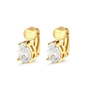 Imagem do produto Brinco stelle de pressão pequeno com gota de zircônia folheado a ouro 18K