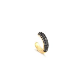 Imagem do produto Brinco stelle com meio aro cravejado com zircônias negras folheado a ouro 18K