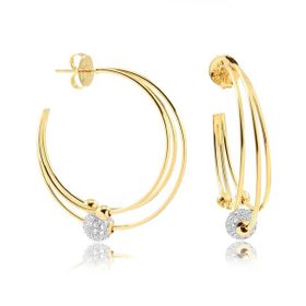 Imagem do produto Brinco stelle argola fios com esfera cravejada de zircônias folheado a ouro 18K