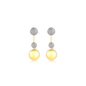 Imagem do produto Brinco stelle 3 esferas lisa e cravejada de zircônias folheado a ouro 18K