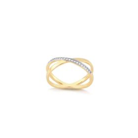 Imagem do produto Anel stelle em X com filete de zircônias folheado a ouro 18K