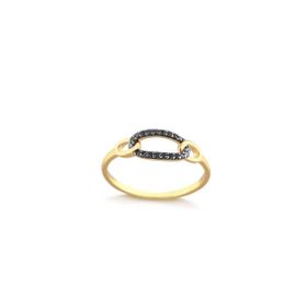 Imagem do produto Anel stelle aro de Elos com cravação de zircônia negra no principal folheado a ouro 18K