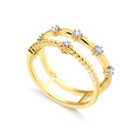 Imagem do produto Anel aro duplo vazado com estrelas de zircônias folheado a ouro 18K