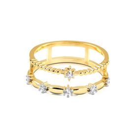 Imagem do produto Anel aro duplo vazado com estrelas de zircônias folheado a ouro 18K