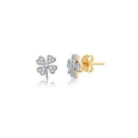 Imagem do produto Brinco Stelle Trevo de Quatro Folhas Cravejado Folheado a Ouro 18k