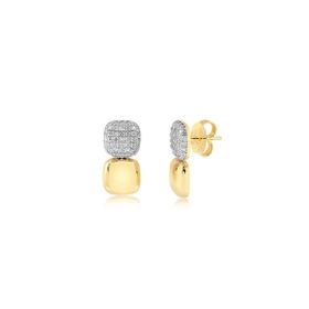 Imagem do produto BRINCO STELLE QUADRADOS COM ZIRCÔNIAS E LISO FOLHEADO A OURO 18K