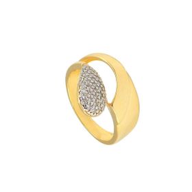 Imagem do produto Anel aberto com ponta em formato de gota cravejada de zircônias folheado a ouro 18K