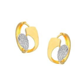 Imagem do produto Brinco argola de click aberta com gota de zircônia folheado a ouro 18K