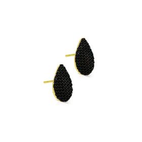 Imagem do produto Brinco Gota cravejada de zircônias negras folheado a ouro 18K