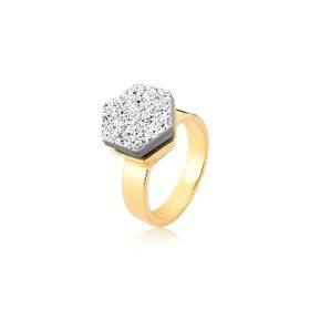 Imagem do produto Anel soliário prisma de drusa platina folheado a ouro 18K