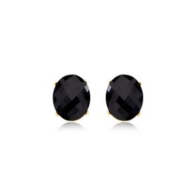 Imagem do produto Brinco 4 Garras com Obsidiana Negra oval folheado a ouro 18K