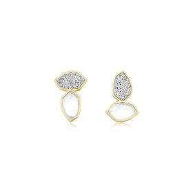 Imagem do produto Brinco cascata com cristal da rocha e drusa platina invertidas folheado a ouro 18K