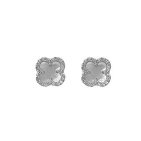 Imagem do produto Brinco pequeno cleef madrepérola com cravação de zircônia em prata 925