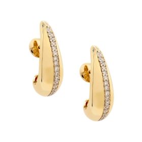 Imagem do produto Brinco gota aberta oval com fileira de zircônias no meio em prata 925 folheado a ouro 18K