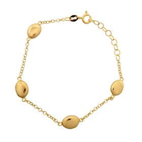 Imagem do produto Pulseira 19cm com fecho de corrente e pedras douradas lisas em prata 925 folheado a ouro 18K