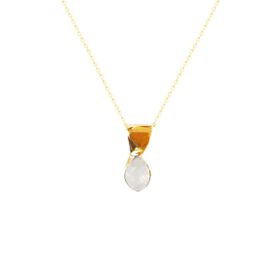 Imagem do produto Colar com Pingente pequeno com cristal de rutilo gota folheado a ouro 18K