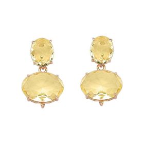 Imagem do produto Brinco com Cristais Ovais Rutilo Folheado a Ouro 18K