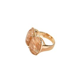 Imagem do produto Anel com dois cristais ovais de rutilo folheado a ouro 18K