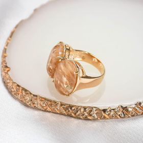 Imagem do produto Anel com dois cristais ovais de rutilo folheado a ouro 18K
