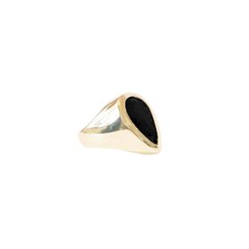 Imagem do produto Anel solitário com cristal preto oval folheado a ouro 18K