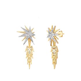 Imagem do produto Brinco constelation estrela de zircônia com detalhes de fogo pendente folheado a ouro 18K