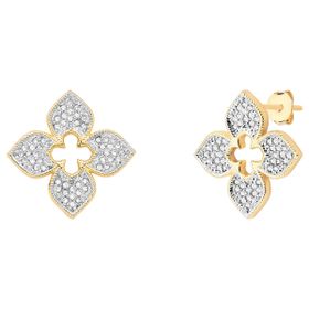 Imagem do produto Brinco Stelle Flor com 4 pétalas cravejadas de zircônia folheado a ouro 18K