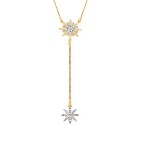 Imagem do produto Colar Constelation gravata com duas estrelas de zircônia folheado a ouro 18K