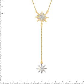 Imagem do produto Colar Constelation gravata com duas estrelas de zircônia folheado a ouro 18K