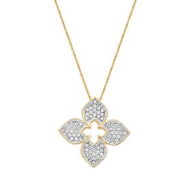 Imagem do produto Colar Stelle com pingente Flor com 4 pétalas cravejadas de zircônia folheado a ouro 18K