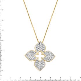 Imagem do produto Colar Stelle com pingente Flor com 4 pétalas cravejadas de zircônia folheado a ouro 18K